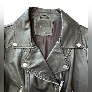Elodie Black Faux Leather Moto Jacket Cropped Belted Biker Jacket